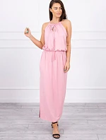 Boho šaty so záhybmi púdrovo ružové