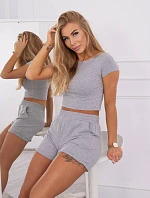 Bavlnená súprava so šortkami sivá