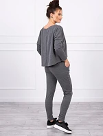 Súprava s oversize blúzkou v grafitovej farbe