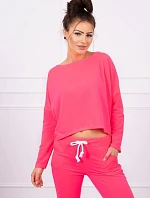 Sada s oversize blúzkou ružová neónová