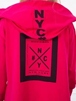 Pláštenka oversize s kapucňou fuchsiová