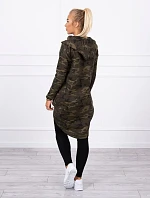 Mikina moro s dlhým chrbtom khaki+zelená