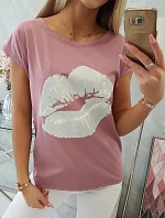 Tmavoružová blúzka s potlačou pier