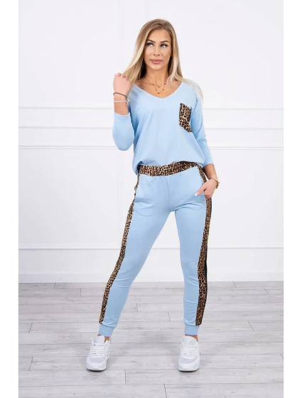 Sada s leopardím potiskem modré barvy