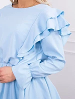 Šaty so zvislými volánmi modré