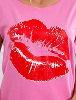 Blúzka s potlačou pier ružová