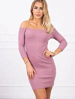 Pruhované vypasované šaty tmavo ružové