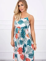 Šaty s motívom listov ecru