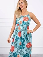 Šaty s motívom listov v mätovej farbe