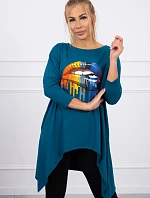 Oversize blúzka s potlačou dúhových pier marine