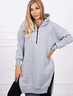 Zateplená mikina s bočnými rázporkami šedá