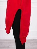 Mikina s bočnými rázporkami červená