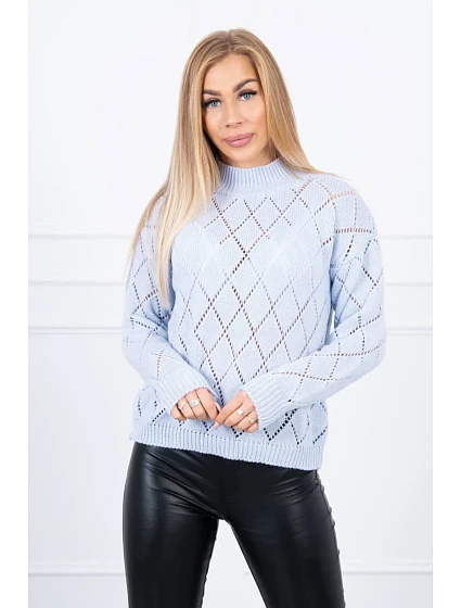 Svetr s polovičním rolákem a model 18747678 vzorem modrý - K-Fashion