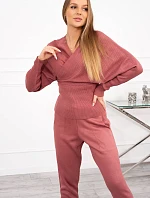 Dvojdielny svetrový set tmavo ružový