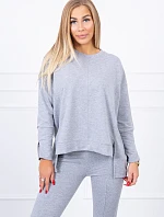 Súprava s oversize šedou blúzkou