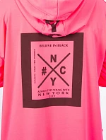 Bunda oversize s kapucňou ružová neónová