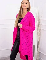 Sveter s geometrickým vzorom ružový neón