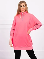 Mikina so zipsom a vreckami ružová neónová