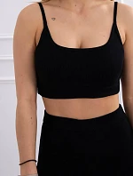 Súprava s blúzkou s rebrovaním čierna