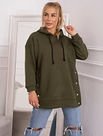 Zateplená mikina so zapínaním na cvoky khaki