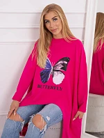 Oversize blúzka s potlačou fuchsiová