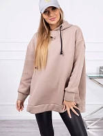 Zateplená mikina so zipsom na boku tmavo béžová