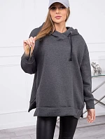 Zateplená mikina so zipsom na boku grafitová