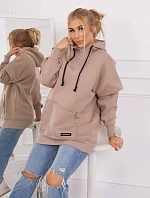 Zateplená mikina s polovičným zipsom tmavo béžová