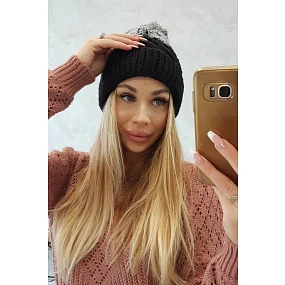 Fleecová čiapka Ilona K218 čierna+sivá Fleecová čiapka Ilona K218 čierna+sivá