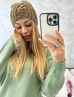 Veselá fleecová čiapka K225 black+mustard