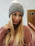 Fleecová čiapka Alice K248 sivá+biela