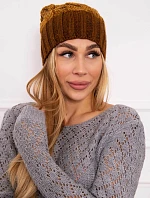 Paris fleecová čiapka K213 hnedá + horčičná