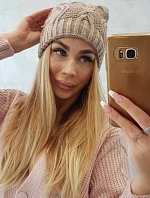 Fleecová čiapka Sylwia K244 tmavo béžová