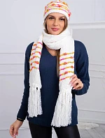 Dámska súprava so šatkou Anika K304 ecru+orange