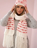 Dámska súprava so šatkou Anika K304 ecru+malmine