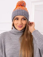 Dámska čiapka s brmbolcom Abigail K326 sivá+neon orange