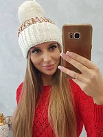 Dámska čiapka s brmbolcom Ellen K325 ecru