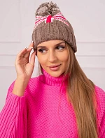 Dámska čiapka s brmbolcom Elizabeth K386 mocca