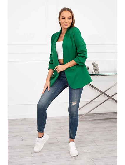 Bunda s klopou elegantní tmavě zelená Bunda s klopou elegantní tmavě zelená
