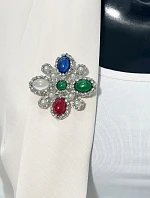 Brošňa Kvetina 2 strieborná + viacfarebná