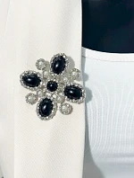 Brošňa Kvetina 2 strieborná + čierna