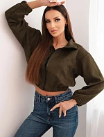 Semišová mikina na zips khaki