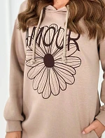 Dlhé izolované šaty s výšivkou tmavo béžová