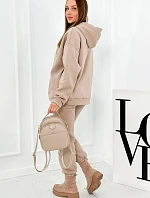 Izolovaná bavlnená súprava, mikina + nohavicami Brooklyn tmavo béžová