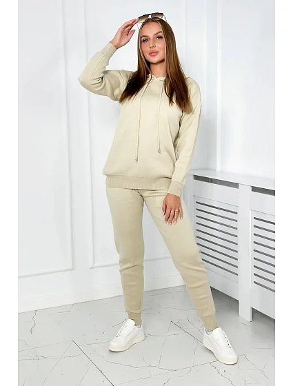 Svetr set Mikina + Kalhoty tmavě béžová