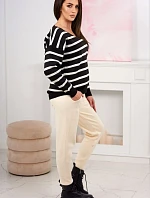 Sveter set Pruhovaná mikina + Nohavice ecru