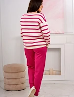 Sveter set Pruhovaná mikina + Nohavice fuchsie
