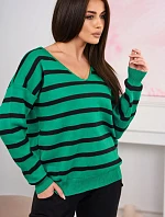 Sveter set Pruhovaná mikina + Nohavice zelený