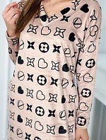 Zamatové šaty s ozdobným vzorom béžovej farby