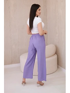 Viskózové nohavice so širokými nohavicami fialové
